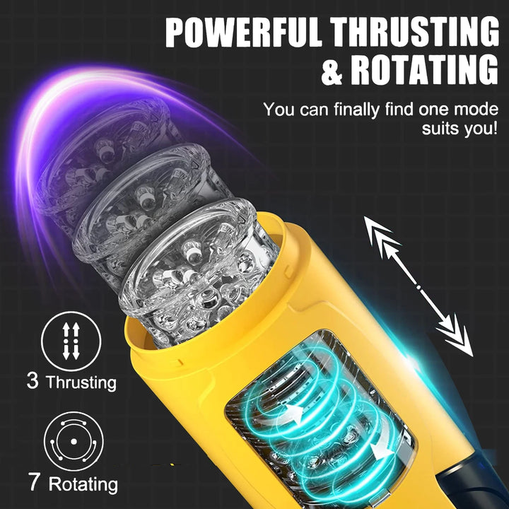 Automatic Masturbator Cup with 3 Thrust Modes & 7 Rotation Modes & One-Click Orgasm Mode Adult Sex Toys for Men Hand-Free Electric Sex Stroking Toy for Penis Stimulation